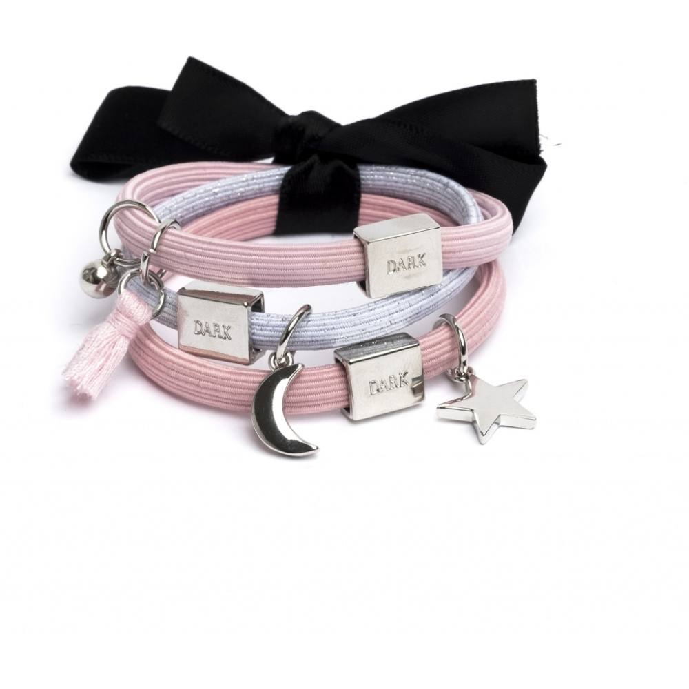 HAIR TIES 3 PK CHARM COMBO ROSES W.SILVER HAIR TIES 3 PK CHARM COMBO ROSES W.SILVER